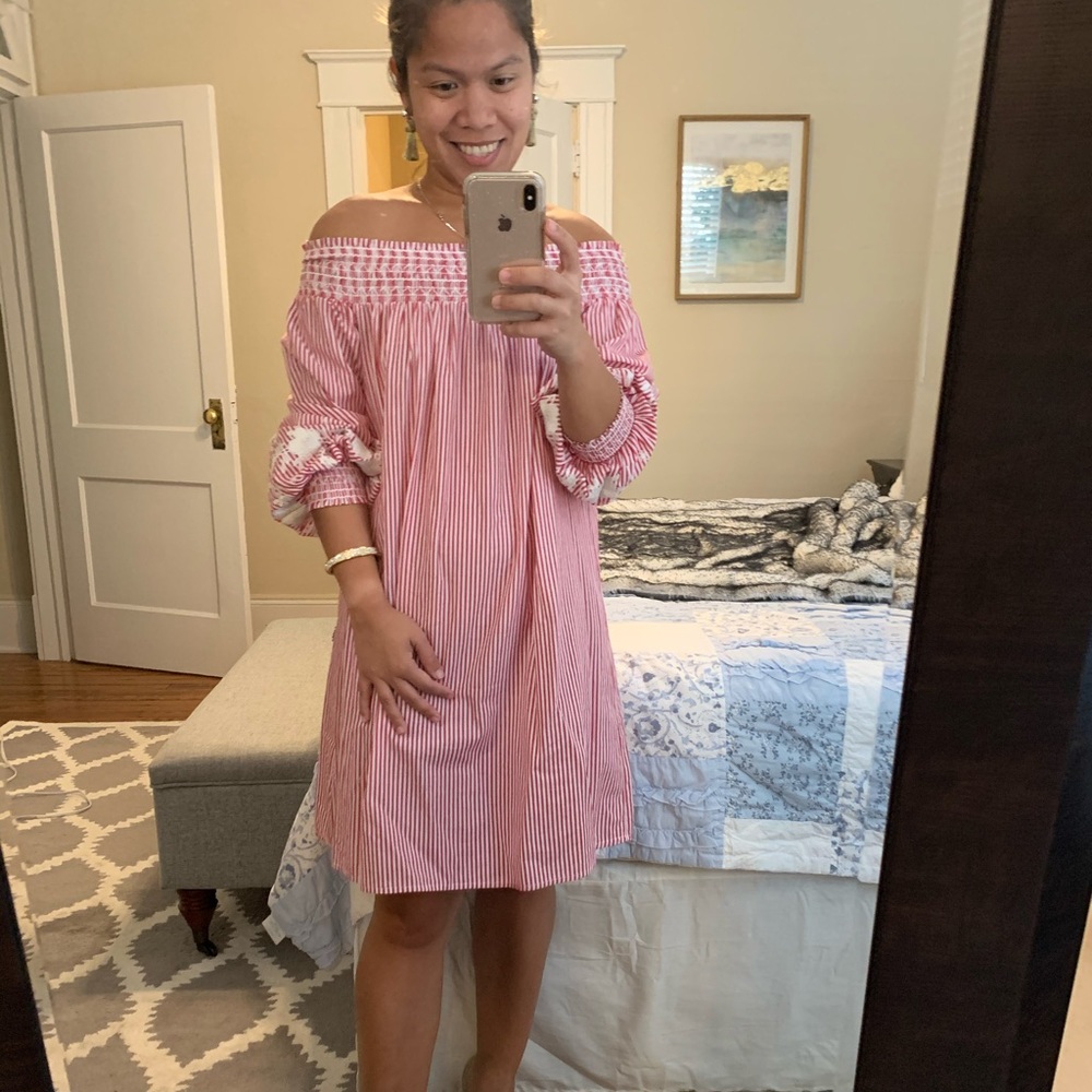 Off shoulder with floral embroidered dress